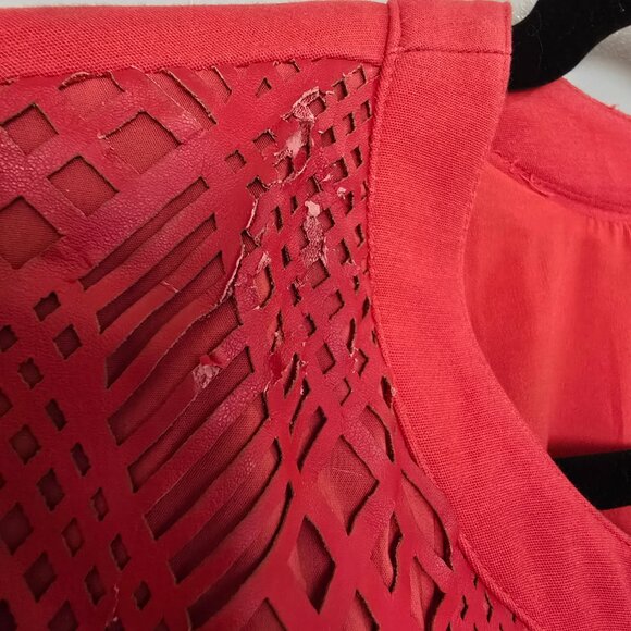 Peter Nygard Coral Red Leatherwork Jacket Blazer - Picture 11 of 15